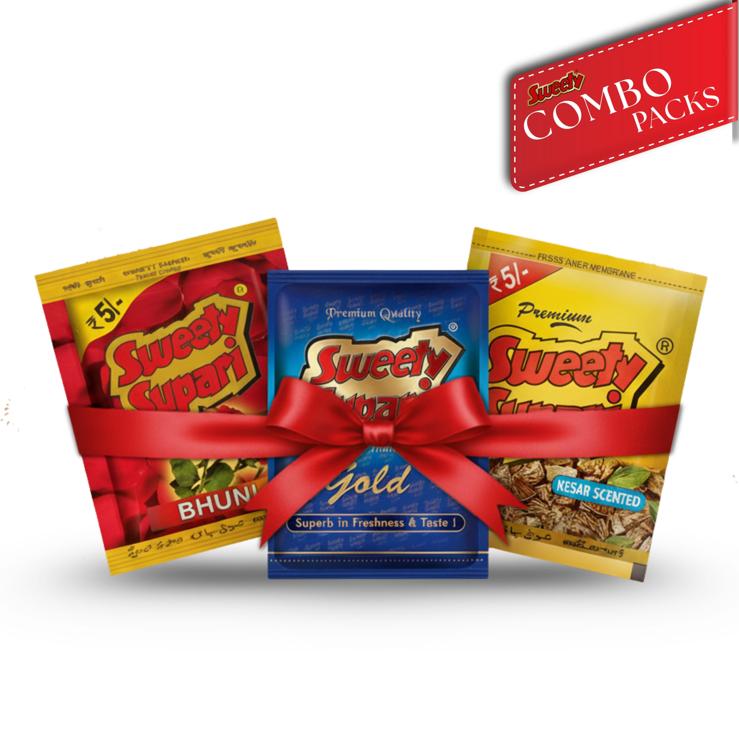 Sweety Supari Ultimate Flavour Collection: Gold, Bhuni & Kesar Scented Supari Combo Pack